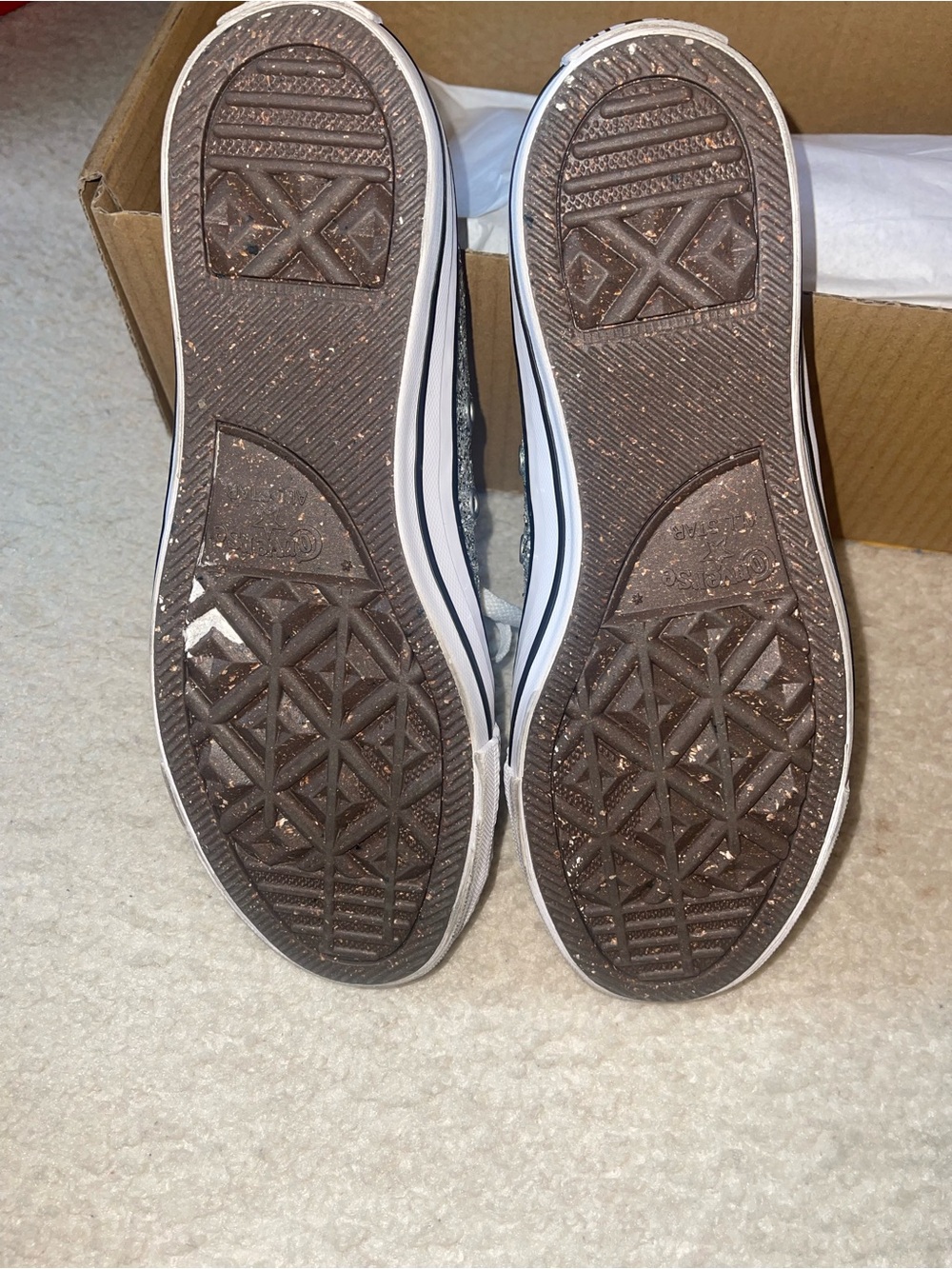 Converse Woman’s Silver Glitter Low Top Sneakers - Picture 6 of 7